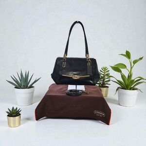 COACH Madison Madeline East West Black Leather Satchel/Crossbody w Dust Bag